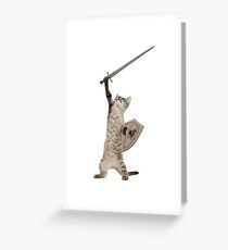 Heroic Warrior Knight Cat Greeting Card