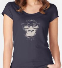 Hipster Gorilla With Glasses Women's Fitted Scoop T-Shirt