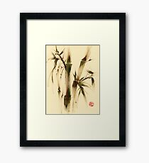 "Awareness" Sumi-e bamboo painting on paper Framed Print