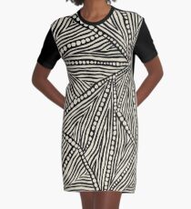 Black and Ivory Triangles Graphic T-Shirt Dress