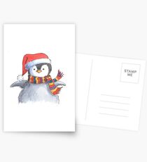 Cute Christmas penguin chick Postkarten
