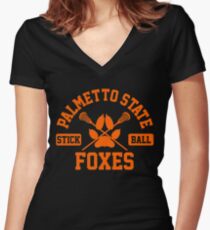 palmetto state stickball orange Women's Fitted V-Neck T-Shirt