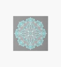 Teal and Aqua Lace Mandala on Grey Art Board