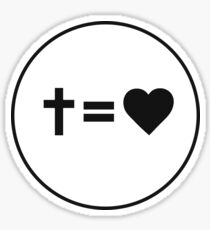 Cross Equals Heart Sticker