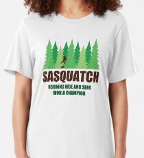 Bigfoot Sasquatch Hide and Seek World Champion Slim Fit T-Shirt