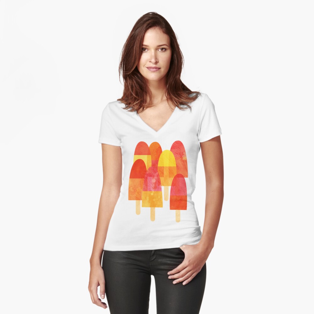 Download "Ice Lollies and Popsicles" Women's Fitted V-Neck T-Shirt ... Yellowimages Mockups