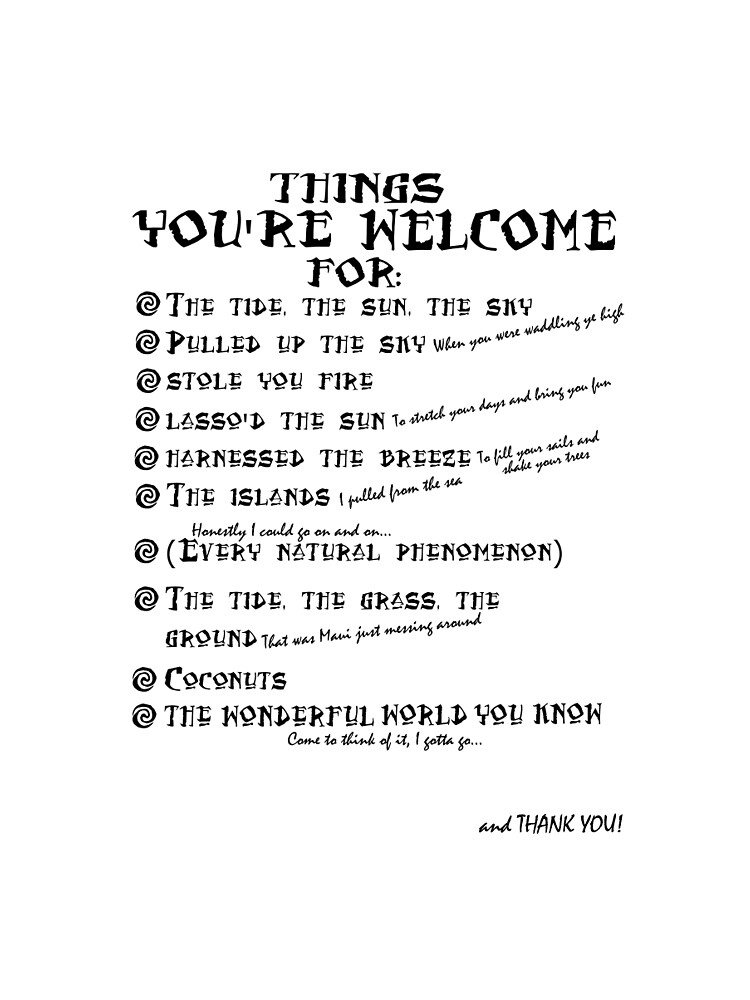 maui lyrics you re welcome reference graphic t shirt by