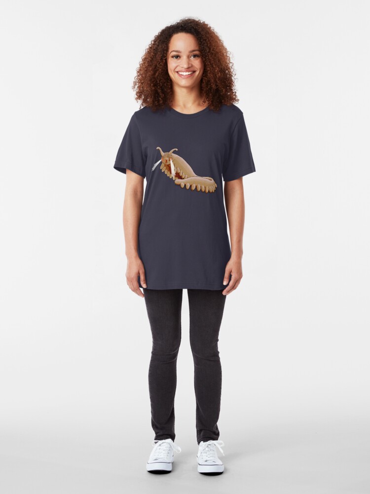 Alternate view of Brown Onychophora velvet worm Slim Fit T-Shirt