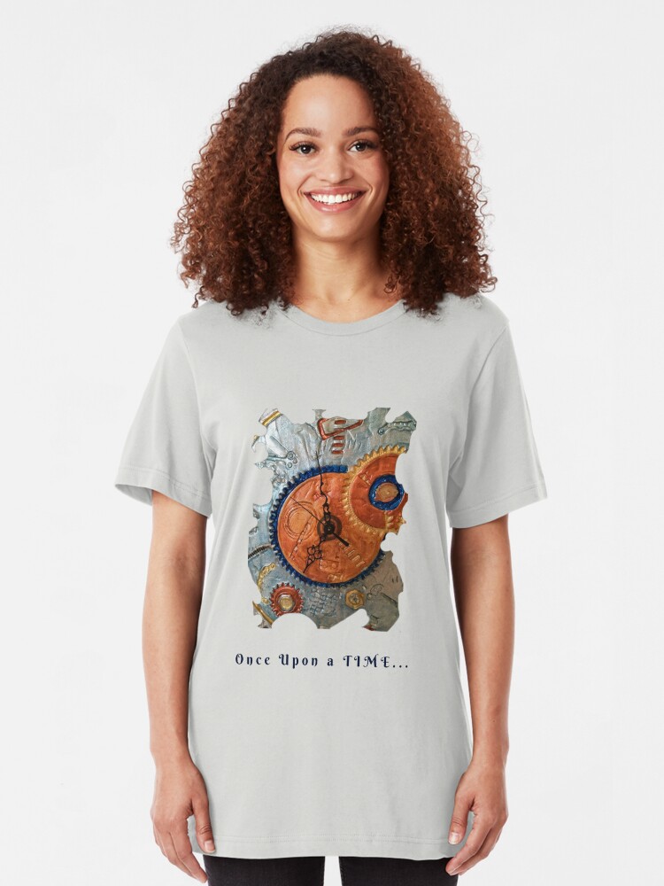Alternate view of STEAMPUNK FANTASY GEARS, ONCE UPON A TIME FUNNY QUOTE Slim Fit T-Shirt