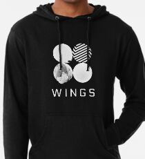 Sudadera con capucha ligera Logotipo de BTS Wings (negro)