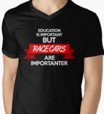 Education is important, but race cars are importanter! (2) Men's V-Neck T-Shirt