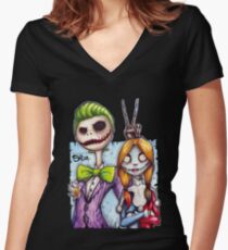 Nightmare In Gotham Women's Fitted V-Neck T-Shirt
