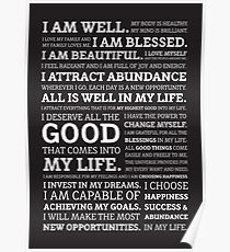 Positive Affirmations (White on Black) Poster