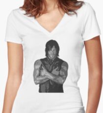The Walking Dead - Daryl Dixon Profile Women's Fitted V-Neck T-Shirt