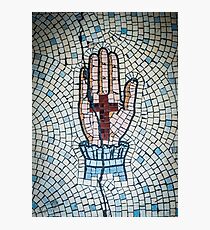 Ancient Mosaic Of A Hand And Crucifix Photographic Print