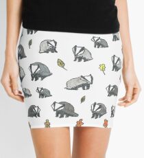 Badgers and Autumn Leaves Mini Skirt
