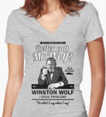 Better call Mr. Wolf Women's Fitted V-Neck T-Shirt