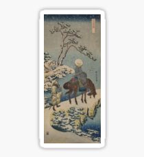 Two travelers, one on horseback - Hokusai Katsushika - 1890 Sticker