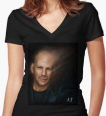 Bruce Willis Women's Fitted V-Neck T-Shirt