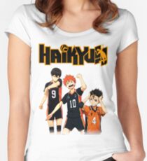 Haikyuu - Tobio, Hinata and Nishinoya Women's Fitted Scoop T-Shirt