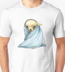 Camiseta unisex Chihuahua envuelto en una manta