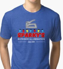 Sparky's Exterior Illumination Christmas lights Tri-blend T-Shirt