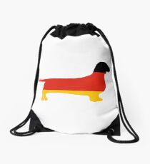 dachshund flag silhouette Drawstring Bag