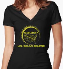 2017 US Solar Eclipse Women's Fitted V-Neck T-Shirt