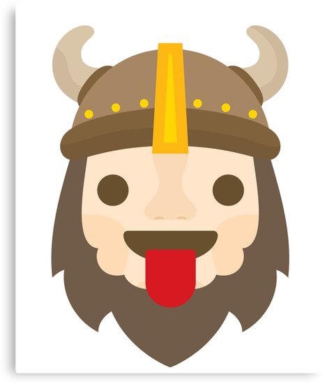 "Warrior Viking Emoji Tongue Out" Canvas Print by ...