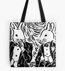 SPLIT HARES (black) Tote Bag