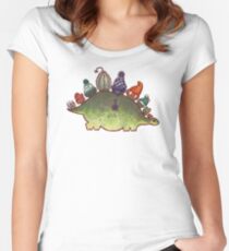 Grüner Stegosaurus Derposaur mit Hüten Tailliertes Rundhals-Shirt