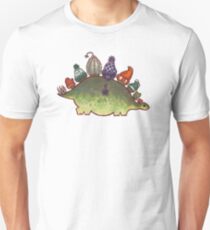 Derposaur de stégosaure vert avec chapeaux T-shirt unisexe