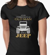 Never underestimate an old man with a jeep Women's Fitted T-Shirt