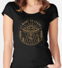 Camiseta entallada de cuello ancho Quiero irme