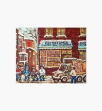 BOULANGERIE RICHSTONE MONTREAL VINTAGE BAKERY WINTER HOCKEY SCENE Art Board