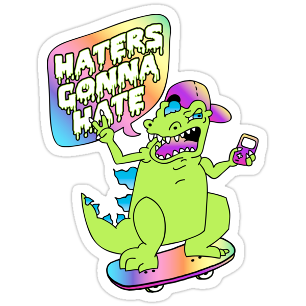 Haters Gonna Hate Reptar White Stickers By Amy Grace Redbubble