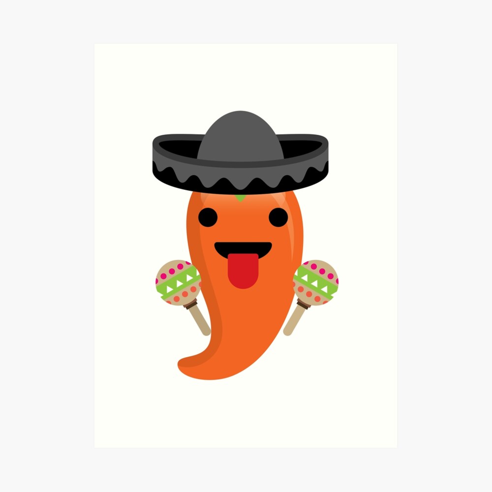 "Spicy Chili Emoji Tongue Out" Art Print by teeandmee Redbubble