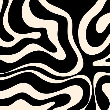 Artwork thumbnail, Modern Liquid Swirl Abstract Pattern Square in Black and Almond Cream by kierkegaard