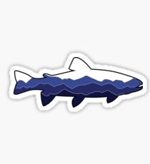 Trout Graphic- White, Mountains Sticker