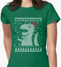Christmas Dino Ugly Sweater T-Shirt Women's Fitted T-Shirt