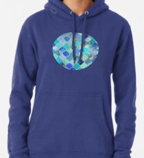 Cobalt Blue, Aqua & Gold Decorative Moroccan Tile Pattern Pullover Hoodie