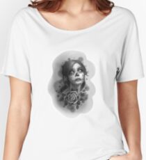 Day of the Dead Girl Black and White Pencil Sketch T-Shirt Women's Relaxed Fit T-Shirt