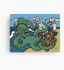 Teddy Bear And Bunny - Epic Battle Canvas Print
