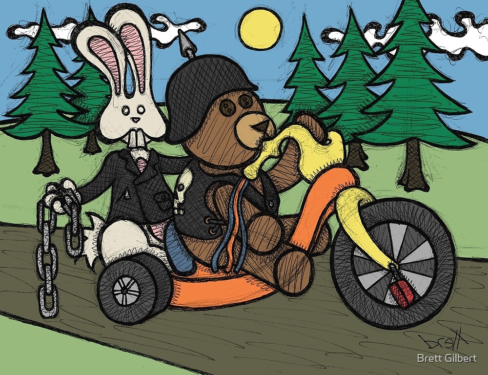 Teddy Bear And Bunny - Easy Rider by Brett Gilbert