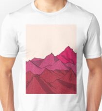The falling snow and the mountains Unisex T-Shirt