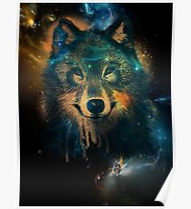 Galaxy Wolf Poster