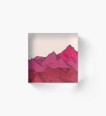 The falling snow and the mountains Acrylic Block