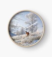 Glen Shiel Misty Winter Deer Clock