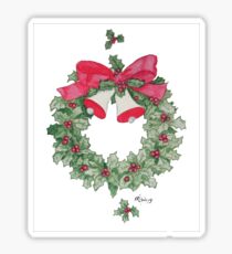 Pegatina Holly Wreath con campanas