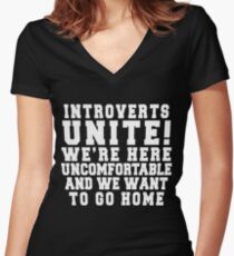 Introverts Unite! Women's Fitted V-Neck T-Shirt
